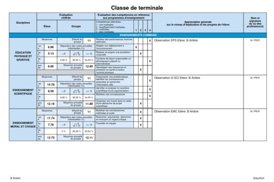 Livret scolaire voie générale